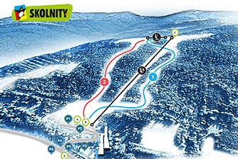 Mapa tras narciarskich ośrodka Wisła Skolnity