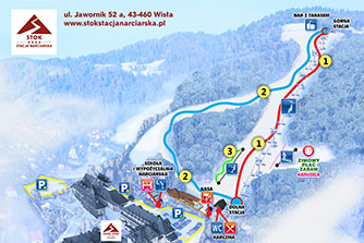 Mapa tras narciarskich ośrodka Wisła Stacja Narciarska STOK