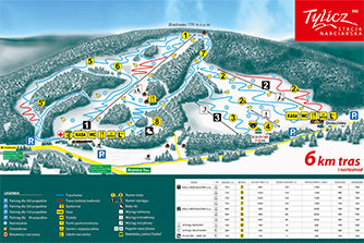 Mapa tras narciarskich ośrodka Tylicz Tylicz Ski