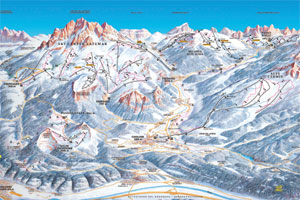 Mapa tras narciarskich ośrodka Val di Fiemme