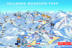 Mapa tras narciarskich ośrodka Vallnord