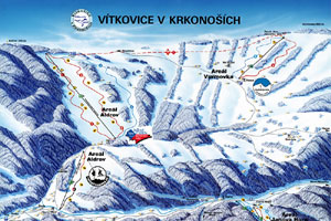 Mapa tras narciarskich ośrodka Vítkovice