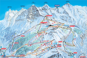 Mapa tras narciarskich ośrodka Wengen