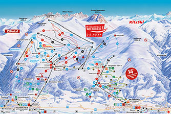 Mapa tras narciarskich ośrodka Wildkogel Arena