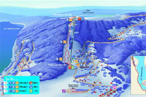 Mapa tras narciarskich ośrodka Międzybrodzie Żywieckie Góra Żar