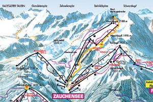 Mapa tras narciarskich ośrodka Zauchensee Flachauwinkl