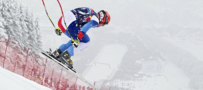 Didier Cuche na trasie Streif w Kitzbuehel fot. Red Bull Didier Cuche na trasie Streif w Kitzbuehel fot. Red Bull