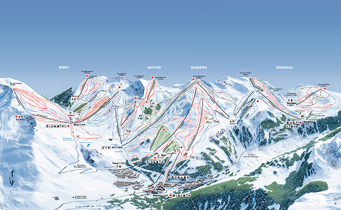 Baqueira Beret mapa tras narciarskich