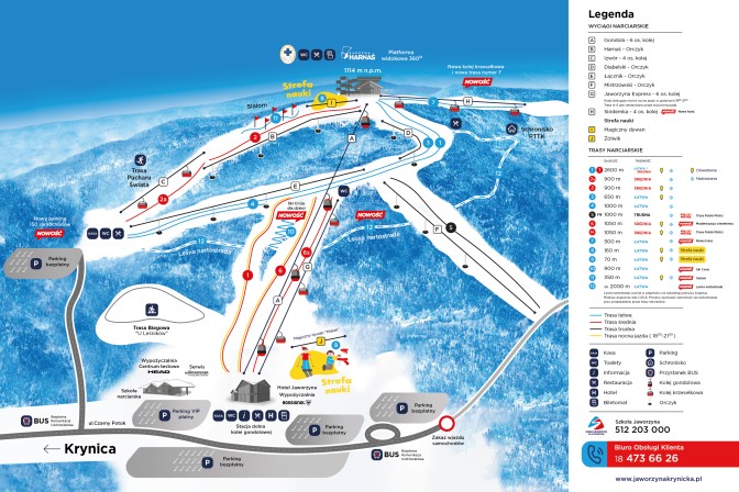 Jaworzyna Krynicka - mapa tras narciarskich