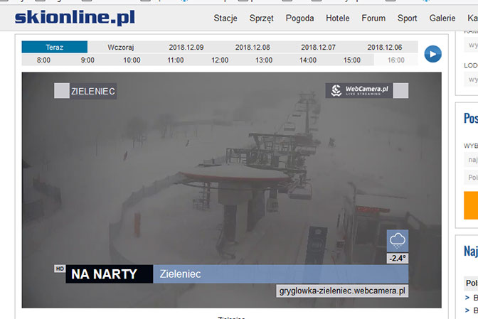 Obraz LIVE z Webcamera na skionline.pl Obraz LIVE z Webcamera na skionline.pl