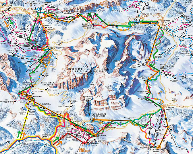 Sellaronda - mapa Sellaronda - mapa