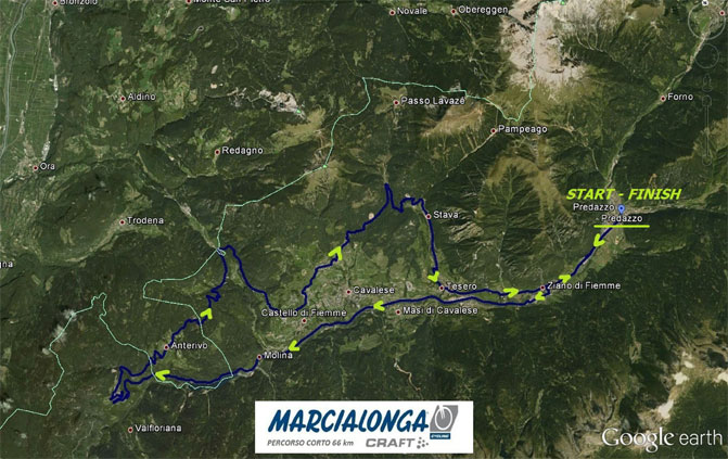 Marcialonga Cycling trasa 66 km